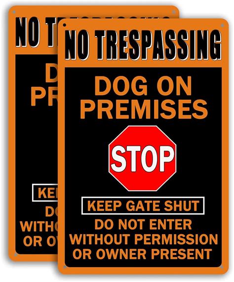 Dog On Premises Tin Sign Beware Of Dog Signs For Fence No