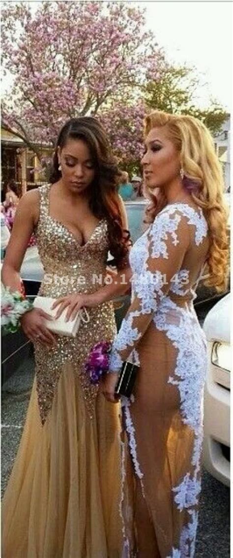 Sexy Backless Champagne Princess With Rhinestones Crystal Prom Dresses