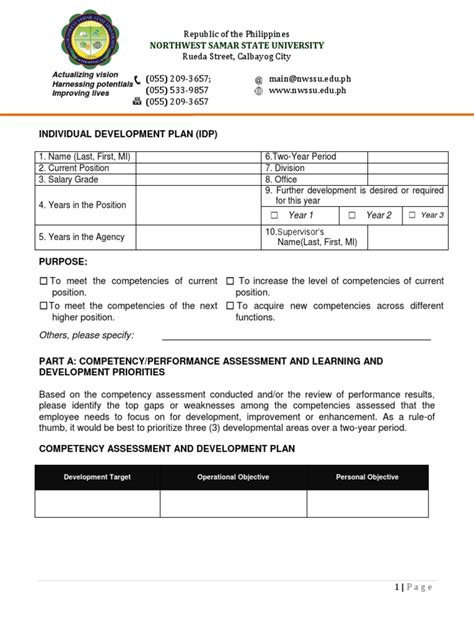 Sample of Individual Development Plan (IDP) | PDF | Applied Psychology ...