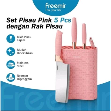 Jual Freemir Pisau Set Isi Pcs Seri Pink Knife Dapur Koki Buah Kecil