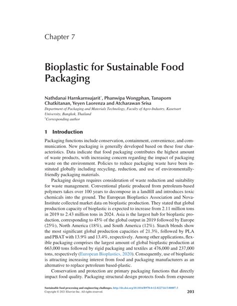 Pdf Bioplastic For Sustainable Food Packaging