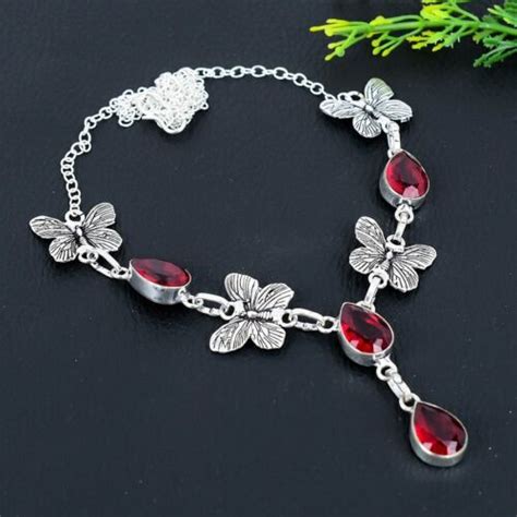 Natural Mozambique Garnet Gemstone 925 Sterling Silver Gift Necklace 18