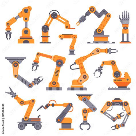 Flat manufacture robotic arm. Automatic robot arms, auto factory ...