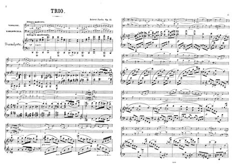 Fuchs Robert Piano Trio No1 Op22 For Piano Trio Free Sheet Music For Piano Trio