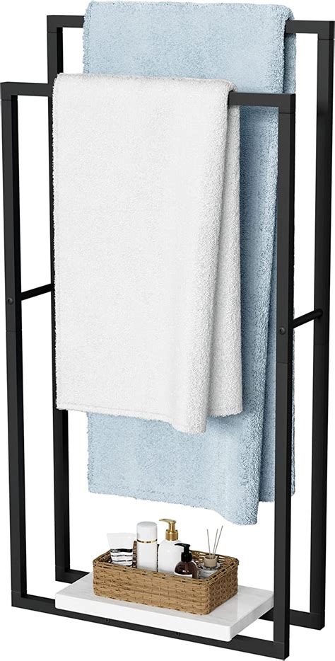 Kes Towel Rail With Marble Base 2 Tier Bathroom Towel Holder Free