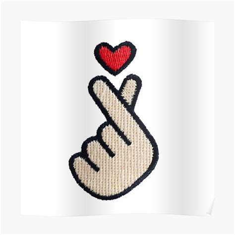 Korean Finger Heart Sticker Poster For Sale By Designolo Redbubble