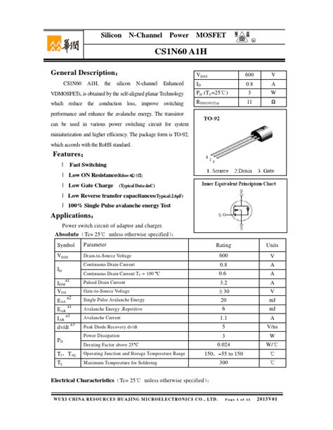 Cs N A H Datasheet Pdf Huajing Microelectronics