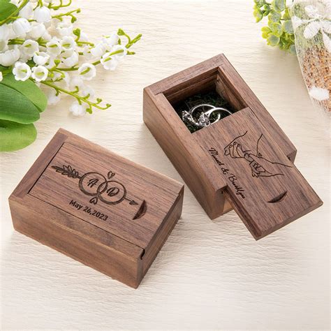 Custom Wooden Ring Box Rustic Wedding Ring Box Proposal Engagement Anniversary Ring Box