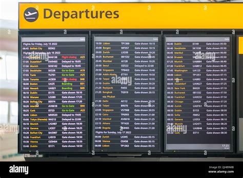 Flight departure board. Full frame detail of a departure board at a major International airport ...