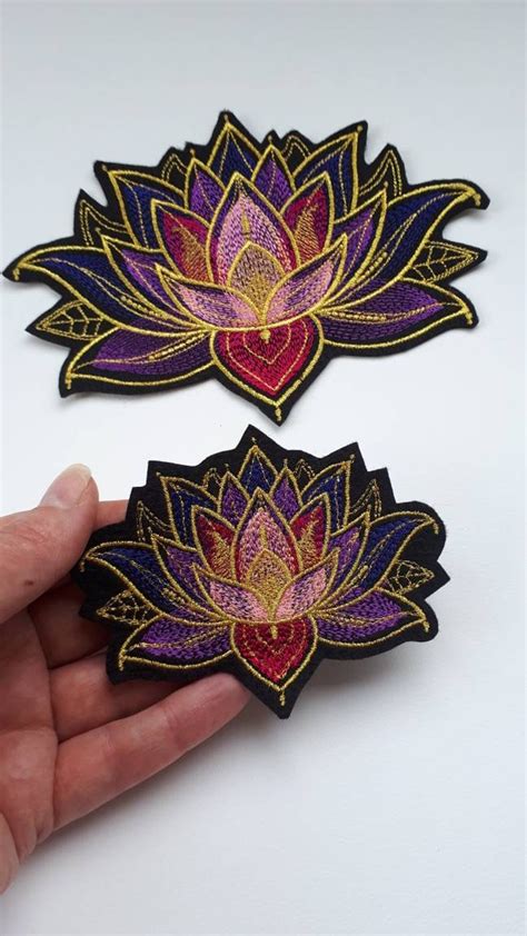 Lotus Flower Iron On Patch For Jacket Patches Etsy