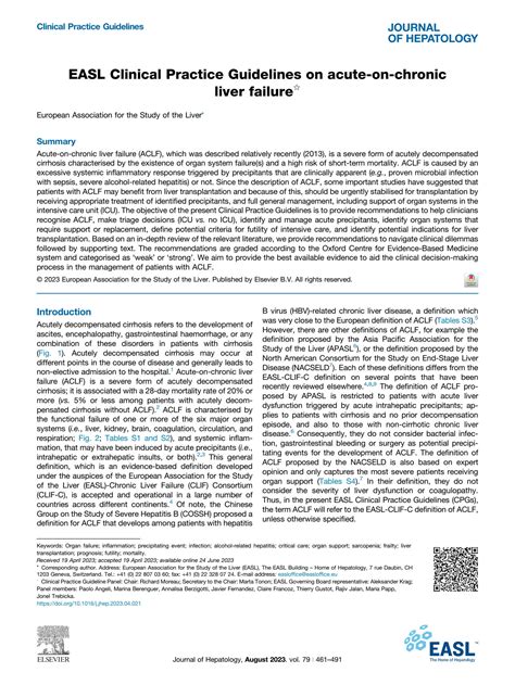 SOLUTION Easl Clinical Practice Guidelines On Acute On Chronic Liver