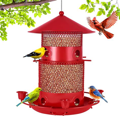 NEZIN Metal Bird Feeders For Outdoors 6 Lbs Large Capacity Rust