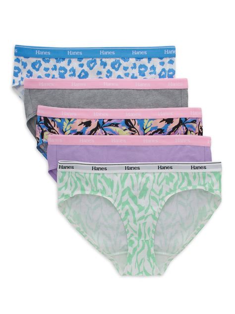 Hanes Girls Originals Cotton Stretch Hipster 5 Pack Sizes 6 16