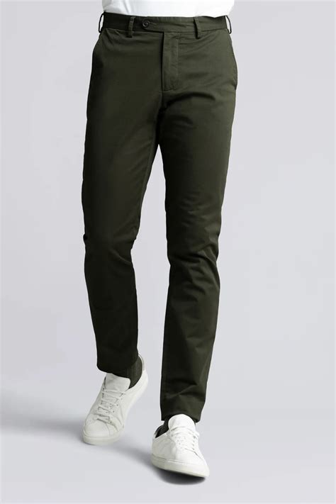 Khaki Green Chino Tapered Cotton Stretch Trouser ASKET