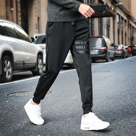 Mens Fashion Casual Black Slim Fit Pants Stretch Jogger Comfort