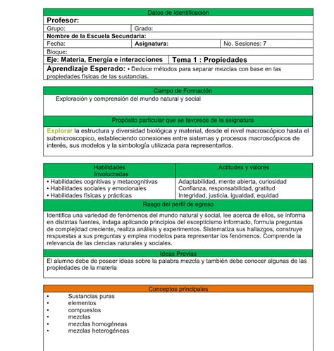 Planeaciones Química Secundaria 1er Trimestre Plan 2017