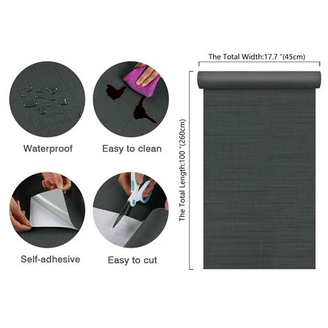 Chihut Dark Grey Grasscloth Wallpaper Peel And Stick Wallpaper For Walls Self Adhesive 177x100