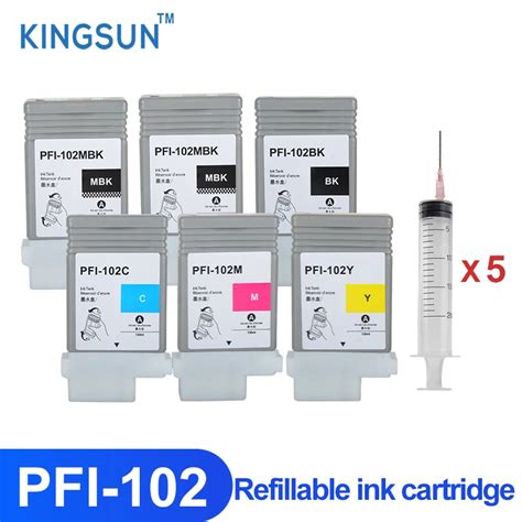 Pfi 102 Pfi102 Empty Refillable Ink Cartridge With Chips For Canon