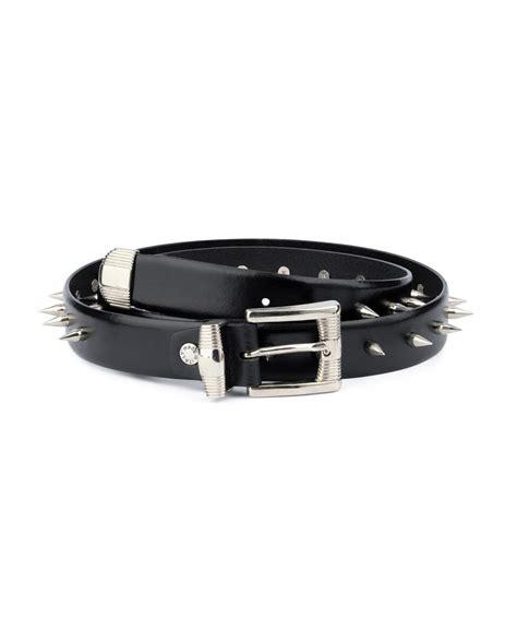 Buy Mens Spiked Belt In Black Leather