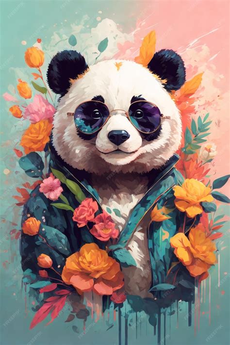 Premium AI Image | Floral panda art