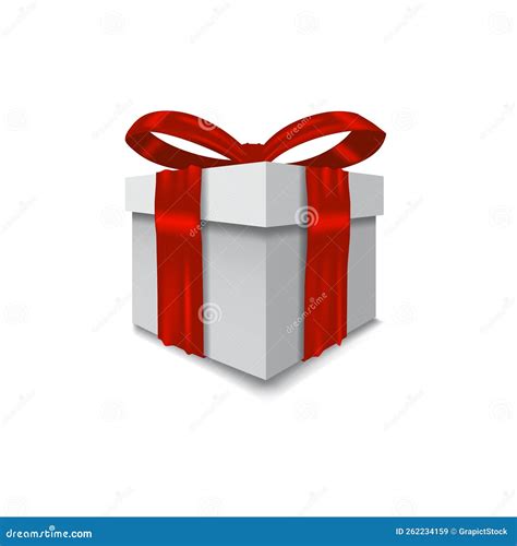 Red Ribbon Gift Box Realistic Illustration Stock Vector Illustration