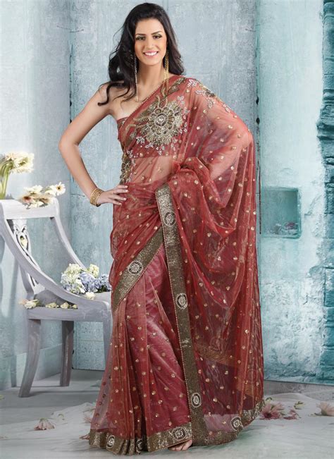 Fashion & Style: Indian Sarees Designs-Bridal-Wedding Saree-Embroidered ...