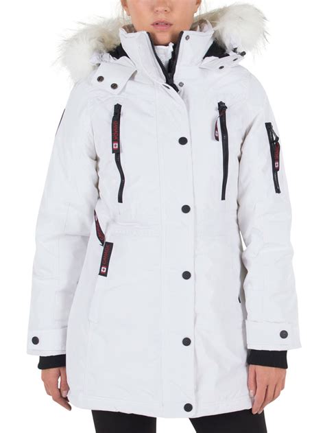 Canada Weather Gear Womens Plus Insulated Parka White Multi Xl