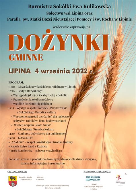 Zapraszamy Na Do Ynki Gminne W Lipinie Osir Sok Ka