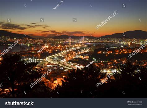 Night View Busan Harbor Bridge Stock Photo 555731662 Shutterstock