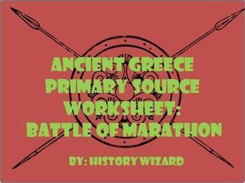 Ancient Greece Primary Source Worksheet The Battle Of Marathon