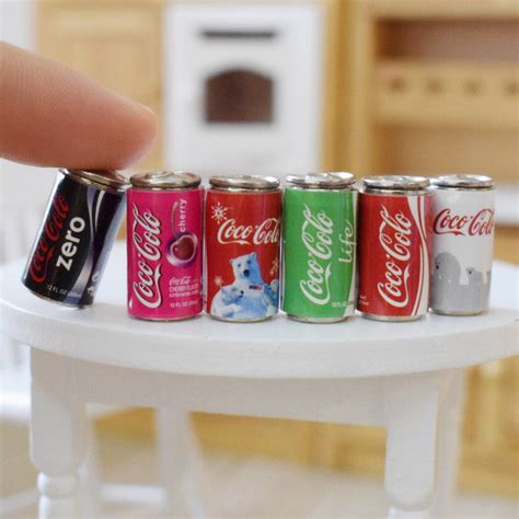 Dollhouse Miniature Coca Cola Cans 6 Pcs Tiny Must Haves