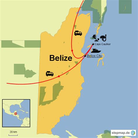 StepMap Belize Landkarte für Belize