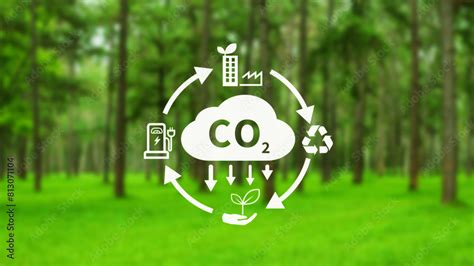 CO2 Reducing Icon With Circular For Decrease CO2 Carbon Footprint And