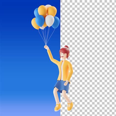 Premium Psd Ballon Woman D Illustration