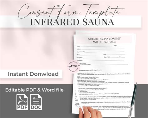 Infrared Sauna Consent Form Template Sauna Detox Consent Etsy Uk