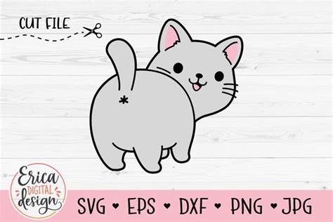 Cat Butt Svg Cut File Funny Cat Kitty Lovers Crazy Cat Lady