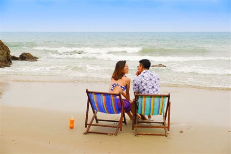Portrait Couple In Love Bikini On The Beach Happy Life On Summer Season Stock Photo Image Of