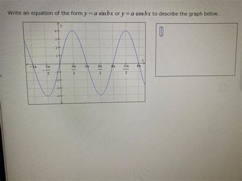 Solved Write An Equation Of The For Y A Sin Bx Or Y A Cos Chegg