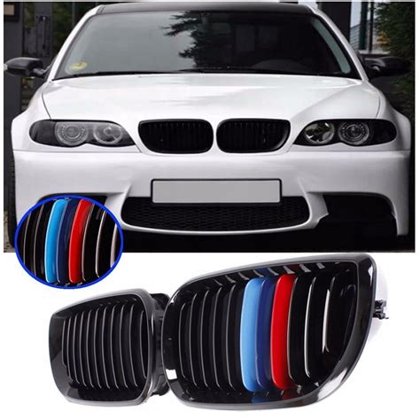 2x NERKI GRILL BMW E46 Sedan Touring Lift Czarne M NERKI W GRIL BMW E46