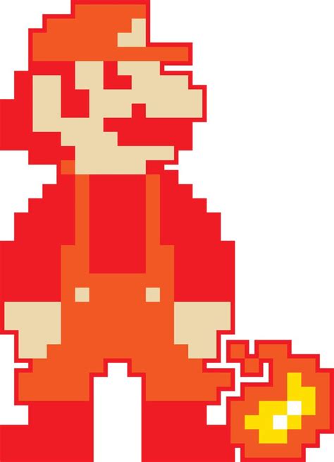 Super Mario Bros. Fire Mario Pixel Art in Red and Orange. | Pixel art, Graphic image, Super ...