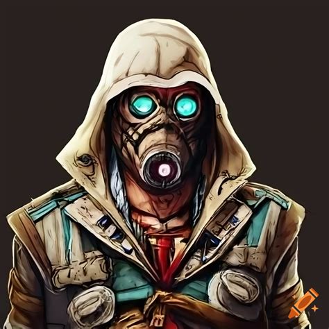 Digital Art Edward Kenway Wearing A Borderlands Psycho Mask On Craiyon