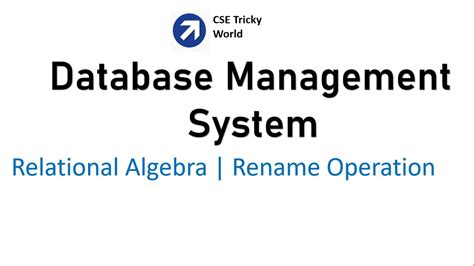 Dbms Rename Operation Relational Algebra Gate Cs Htet Cs Nta Net