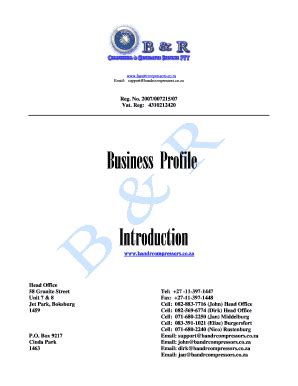 Fillable Online Business Profile Business Profile Introduction