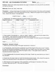 Forces Acceleration On An Incline Lab Pdf Course Hero