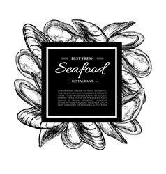 Seafood Hand Drawn Framed Royalty Free Vector Image