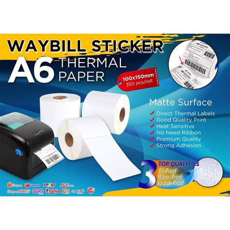 A Thermal Sticker Paper Waybill Matte Pcs Roll Shopee Philippines