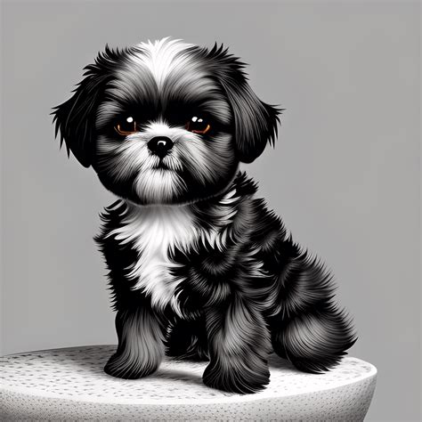 Happy Black Shih Tzu Puppy Creative Fabrica