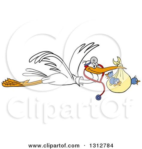 Clipart of a Cartoon White Stork Pediatric Doctor Wearing a Stethoscope ...