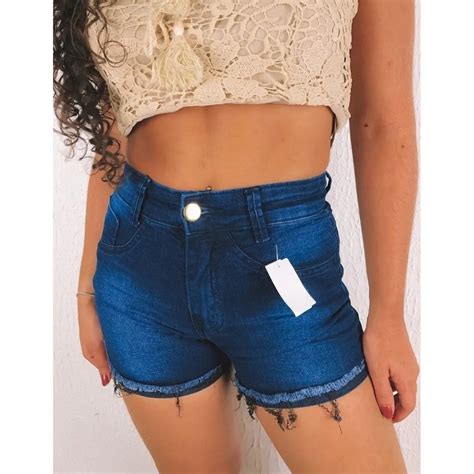 Short Jeans Escuro Desfiado Shopee Brasil