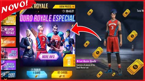 URGENTE NOVO OURO ROYALE ESPECIAL DO FREE FIRE DUNK MASTER DE